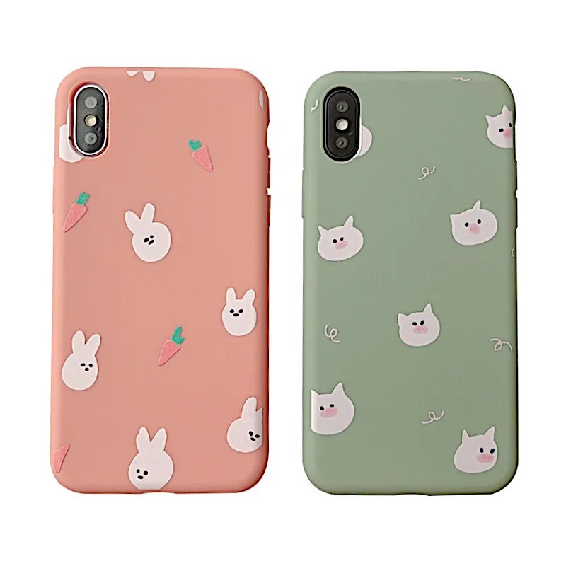 Милый мультфильм свинья-кролик карамельный розовый чехол мягкий TPU для телефона