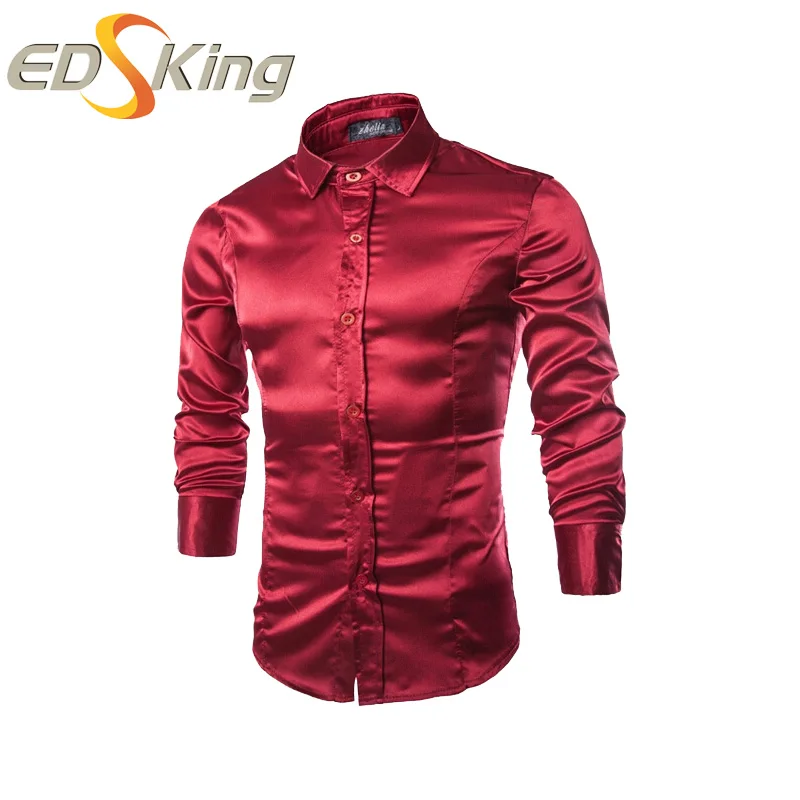 Для мужчин Slim Fit социальные Рубашки для мальчиков социальных шелк Блузки малышек