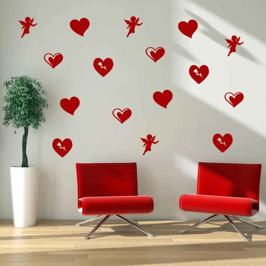 DCTOP Love Heart Cherubs Набор стикеров на стену виниловые наклейки для гостиной столовой