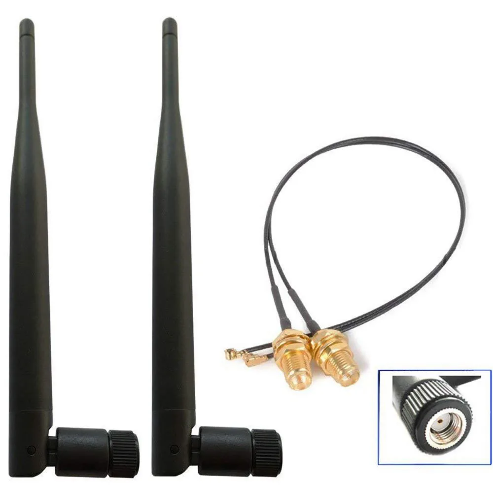 SOONHUA 2,4 ГГц WiFi антенна 5dBi RP-SMA антенна для беспроводного Wi-Fi роутера с 21 см PCI U. FL IPX к SMA штыревой кабель