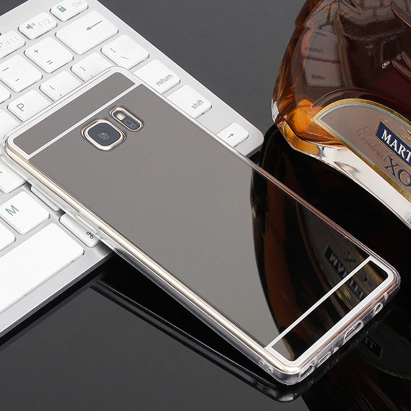 Мягкий зеркальный чехол для Пластик крышка чехол для samsung Galaxy Note 3 4 5 A5 A7 J5 J7 A310 A510 A710 J510 J710 Grand Prime S5 S6 S7 край - Цвет: Black