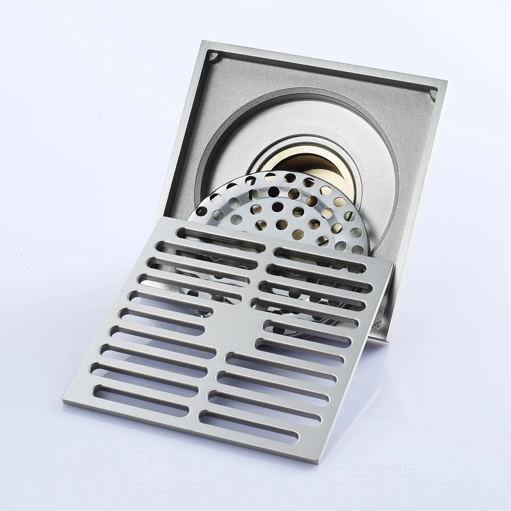

HIDEEP Bathroom Brass Floor Drain Square Bathroom Kitchen Balcony Shower Floor Shower Drain for Family Bathroom