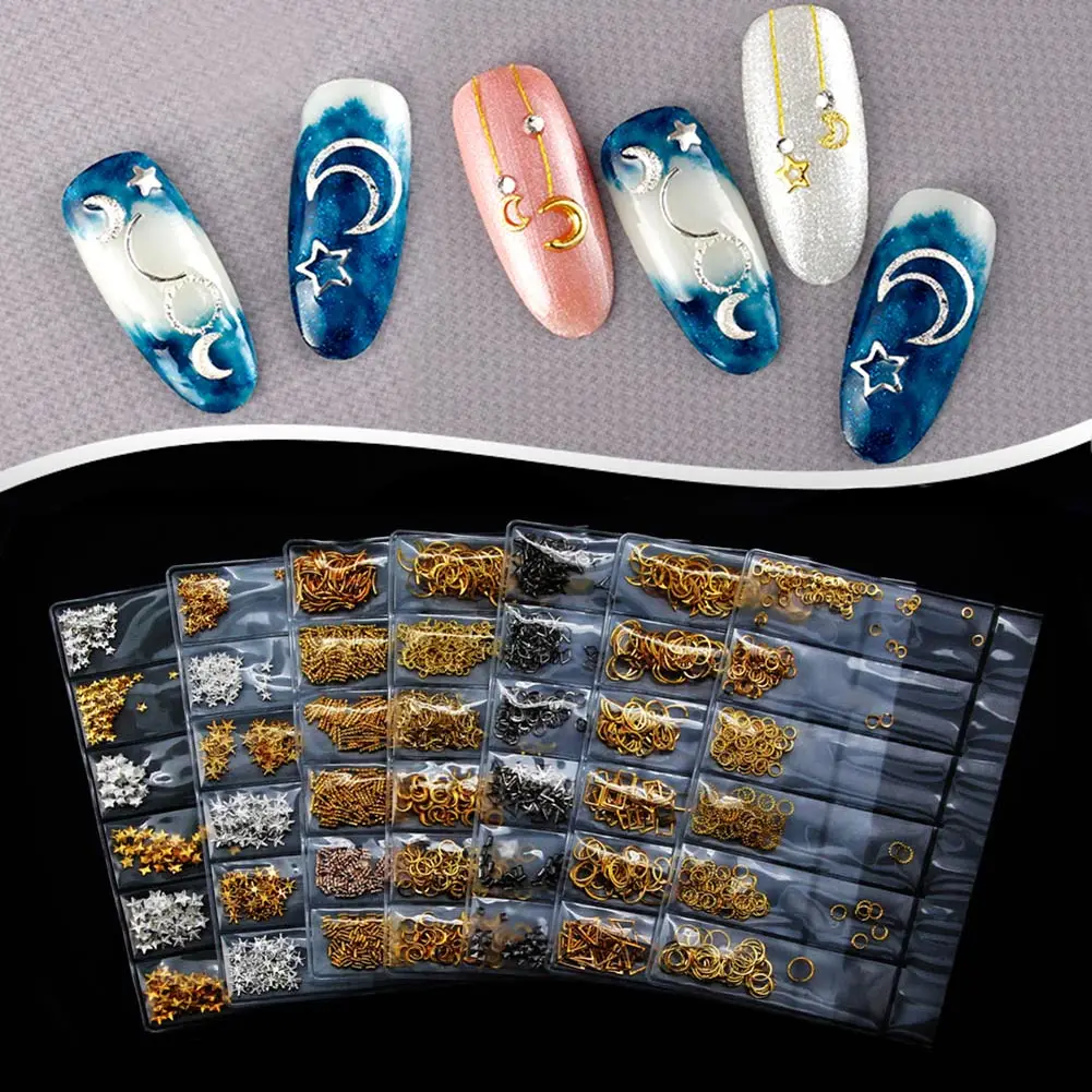 Украшения для ногтей металлические Смешанные формы Геометрия Звезда Луна 3D