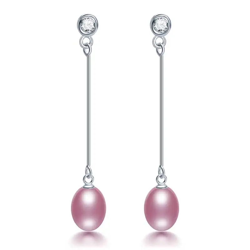 HENGSHENG new pearl jewelry, natural pearl earrings cultured freshwater pearls with dangle earring, Women girl gifts - Окраска металла: purple pearl