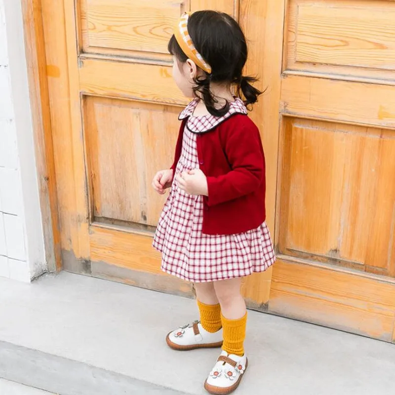 Коллекция 2019 года одежда для девочек новое весенне осеннее клетчатое платье с