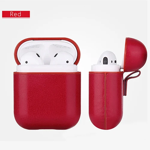 red Кожаный чехол для Apple Airpods 2 ремень PC+ кожаный чехол s с кнопками кожаный защитный чехол для Airpods Прямая поставка - Цвет: red