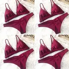 Сексуальный женский однотонный комплект бикини с низкой талией, бандаж, пуш-ап, мягкий купальник, купальник, купальный костюм, пляжная одежда, бикини