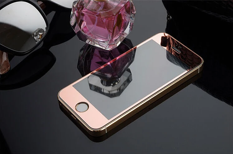 Пленка из закаленного стекла, 1 шт., передняя, цветная, для iPhone 7, 5, 5C, 5S, SE, 6, 6s, 8 Plus, зеркальное покрытие, полный экран, защитная, без задней панели