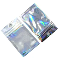 100pcs front clear back glittery aluminum foil zip lock package bag beans spice candy storage bag jewelry electronic mylar pouch