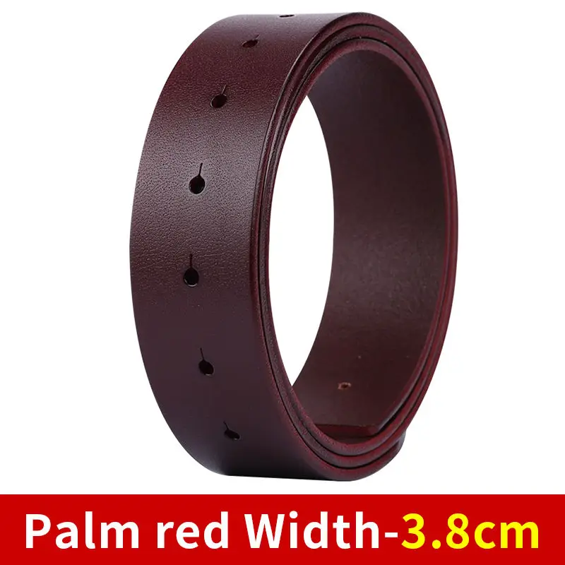 BIGDEAL Diy belt genuine leather without buckle replace belt cowskin leather belt body Pure color Smooth buckle cowhide waistban - Цвет: Palm red Width-3.8cm