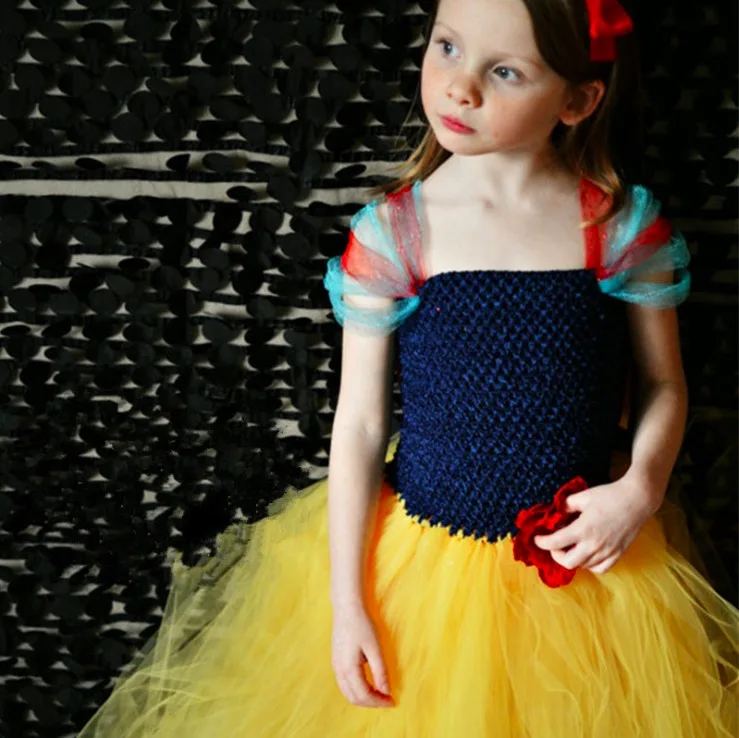 

Платье принцессы для маленьких девочек, детское Пышное вязаное крючком платье-пачка, бальное платье с красным цветком, детвечерние платье, ...