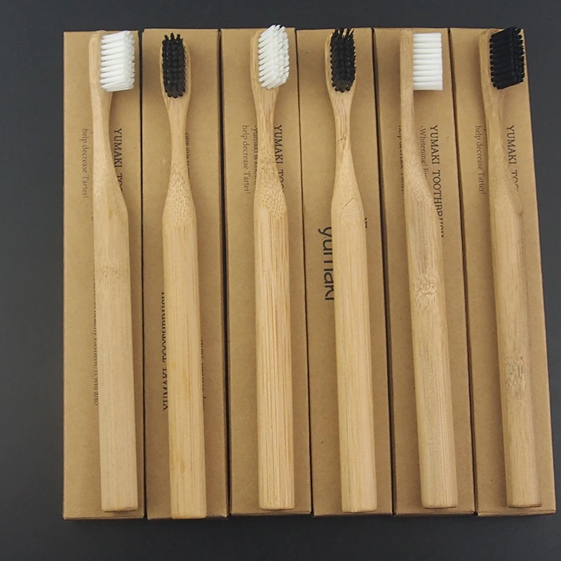 DR. PERFECT 6 шт. смешанные цвета стильная зубная щетка белая бамбуковая щетина мягкая
