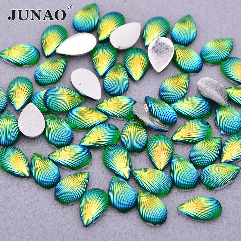 Стразы JUNAO 200 шт. 8*13 мм цвета морской волны|Стразы| |