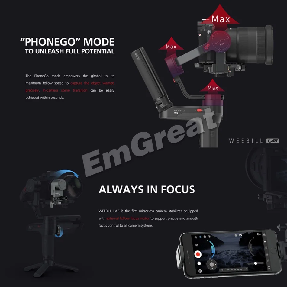 ZHIYUN Weebill лаборатории/Weebill S 3-Axis Беспроводной изображение трансм ручной Камера карданный Стабилизатор Для беззеркальных Камера OLED Дисплей