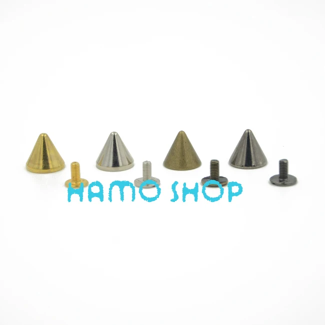 

10pcs/lot 12x11mm Rivet Cone Spikes Spots Screw Studs Punk Leather Rock Back Craft DIY Bullet Free Shipping