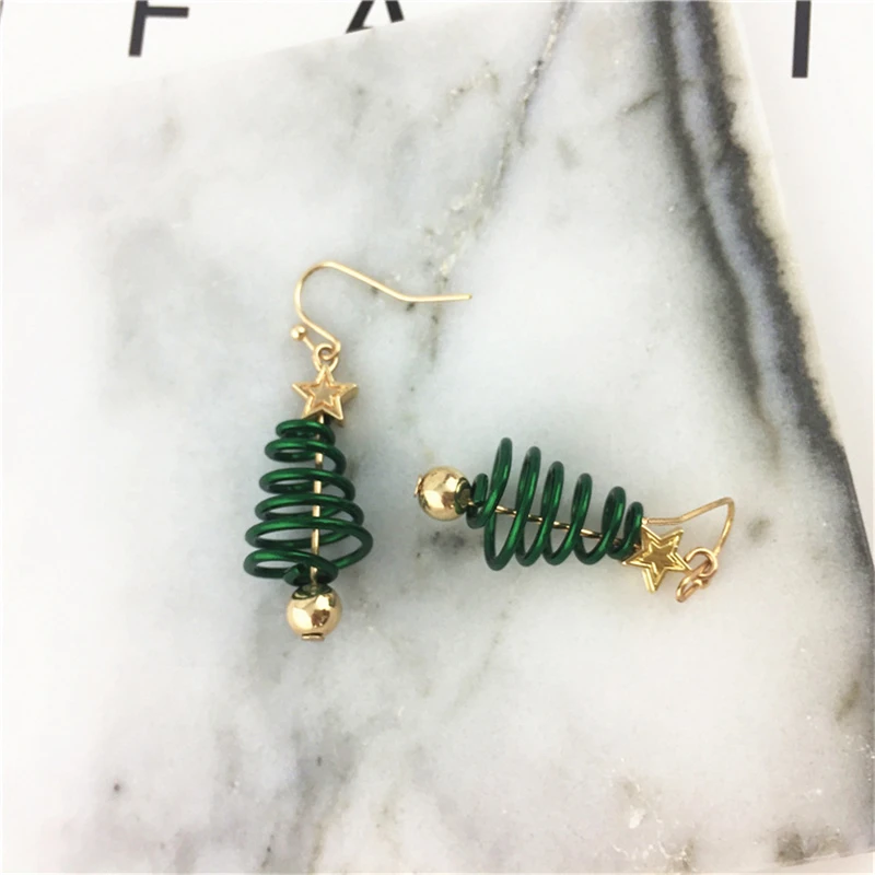 DoreenBeads висячие серьги золотого цвета зеленая Рождественская елка звезда модные