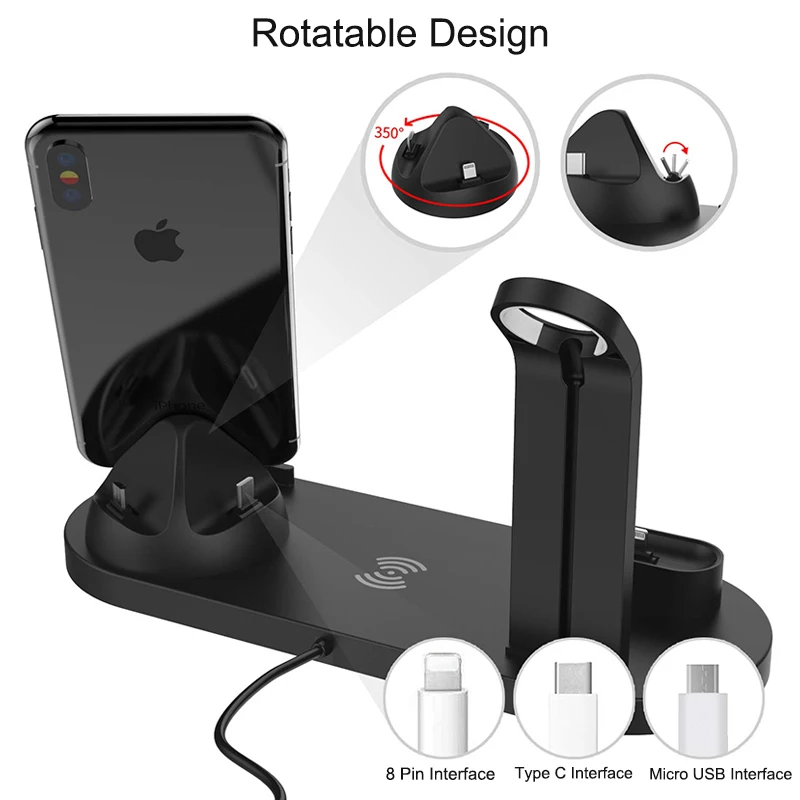3 в 1 Беспроводное зарядное устройство для iPhone 11 X Xs Max XR быстрое зарядное устройство для Apple Watch QI зарядная док-станция для Airpods зарядка