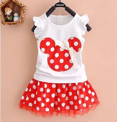 Комплекты одежды для маленьких девочек летняя рубашка + кружевная юбка одежда