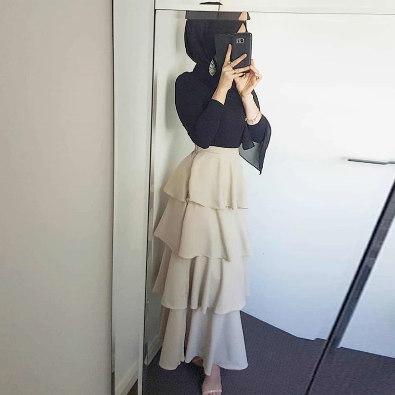 Женские юбки с оборками Faldas Mujer Moda лето 2019 абайя Дубай Турецкая мусульманская
