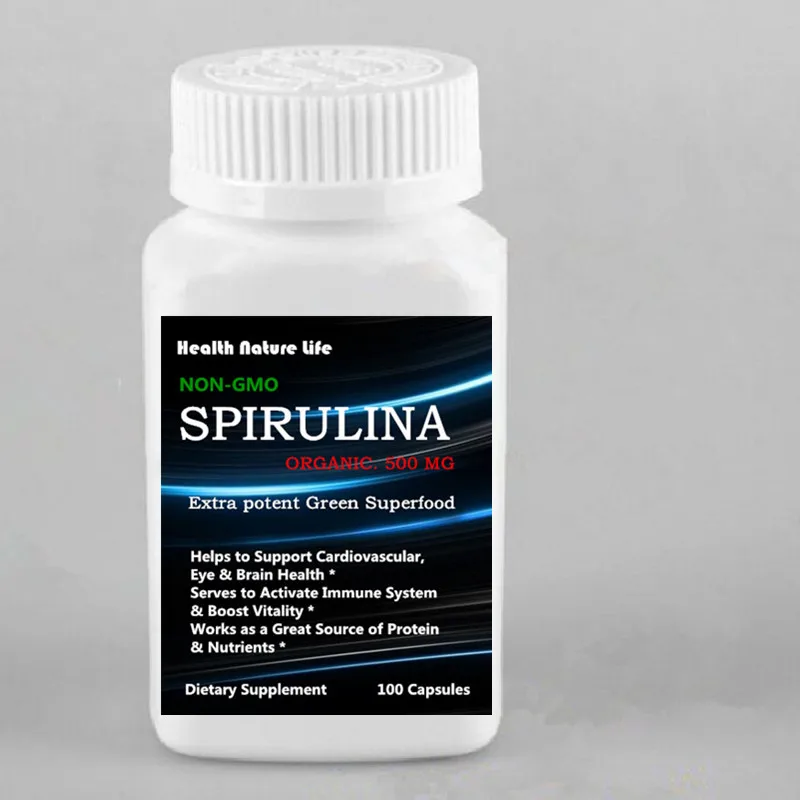 1 bottle Эко-чистая Спирулина 500 мг-органические вегетарианские и негмо-не облученные суперпищевые таблетки-100 шт - Цвет: 1 bottle