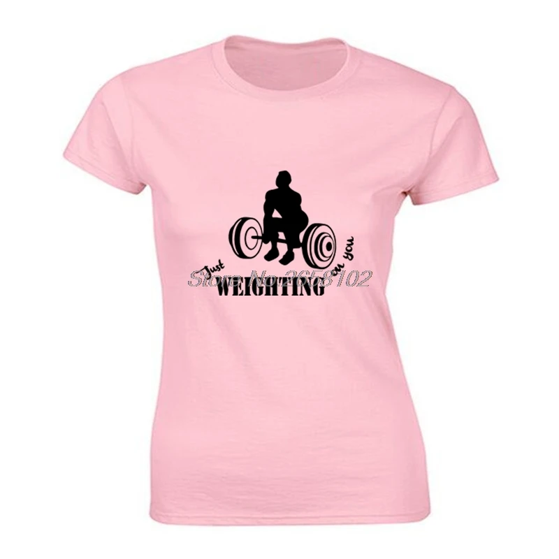 Футболка женская хлопковая с коротким рукавом и надписью Just Weighting | Женская