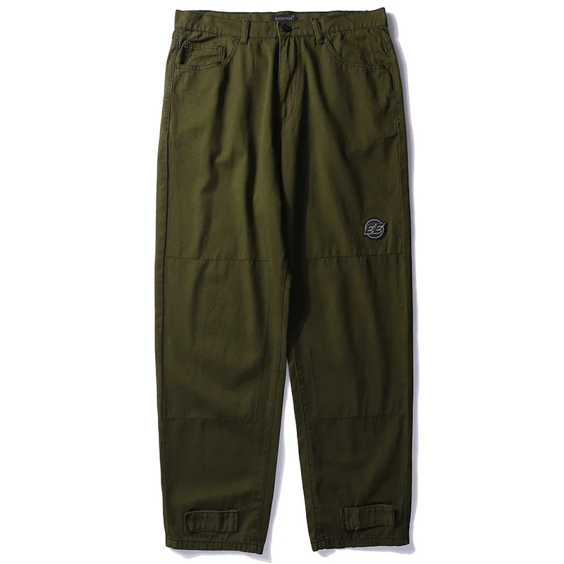Army Green Aolamegs Штаны Для мужчин однотонные, стиль Харадзюку трек Штаны мужские модные штаны с эластичной резинкой на талии, прямые в стиле «хип-хоп» и детей постарше мягкие тренировочные Штаны в уличном стиле - Цвет: Army Green