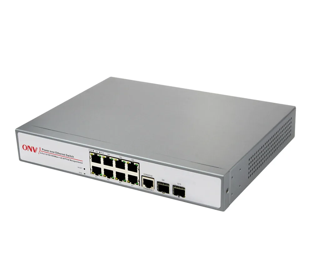 10 портовый гигабитный управляемый коммутатор питания через Ethernet с 8 Gigabit RJ45