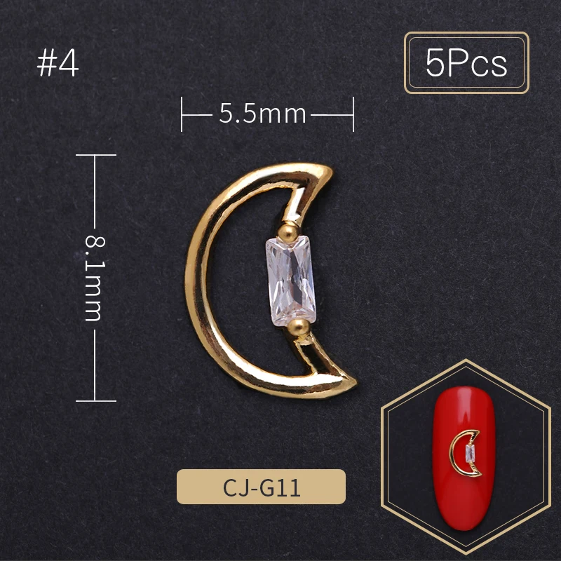 3/5Pcs Clear Rhinestones 3D Nail Art Decorations Metal Gold Studs Mixed Shape Flat Bottom Shining Charms DIY Accessories | Красота и