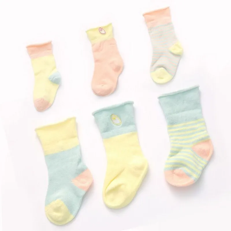 6 Pieces/lot=3Pairs Cotton Striped New Born Baby Socks Girls and Boys Short Spring Style | Детская одежда и обувь