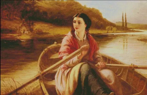 

Top Quality lovely counted cross stitch kit pretty beautiful girl lady woman boating on the lake