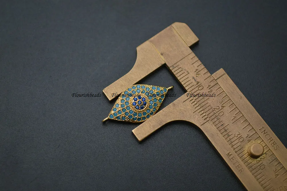 Синие Бусины CZ ювелирное изделие в форме сглаза коннекторы 12x25 мм браслет амулеты