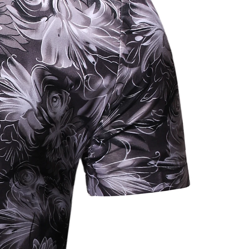 Летняя мужская рубашка с коротким рукавом и цветочным принтом размеры S M L XL XXL XXXL |
