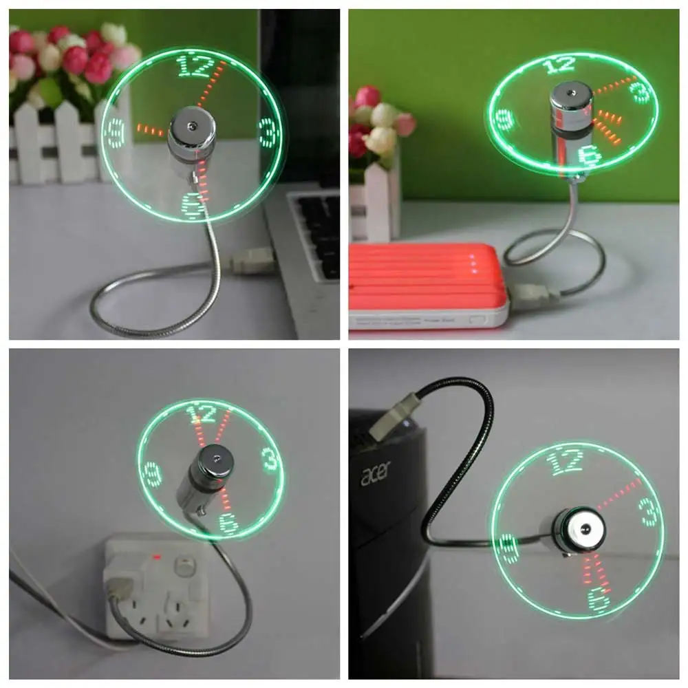 Ingelon USB вентилятор гаджет гибкий Gooseneck светодиодный часы офисные гаджеты крутой