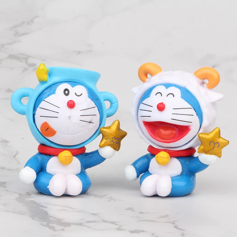 12 шт./лот Doraemon стиль зодиака на машине Рисунок украшения торта фигурки модели