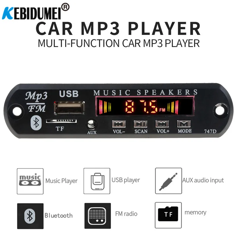 Mp3 плеер с цветным дисплеем 5 В 12 Bluetooth FM радио приемник беспроводной