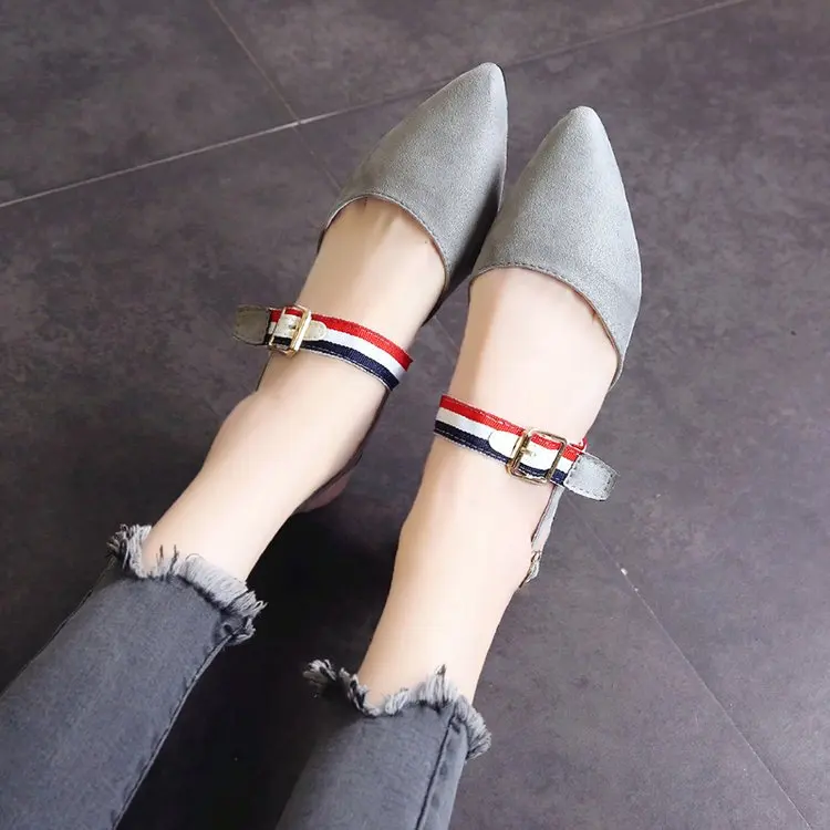 Spring 2019 Flat Women's Shoes Pointed Toe Shallow Buckle women Casual shoes woman K744 | Обувь