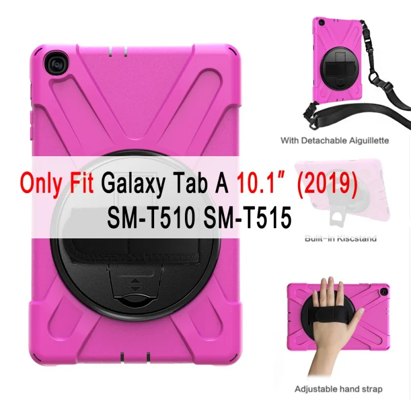 SM-T510 Case Вращающийся ручной плечевой ремень чехол для samsung Galaxy Tab A A6 10,1 T585 T580 T580N T585N T510 T515 SM-T510 чехол Funda - Цвет: SM-T510 Case