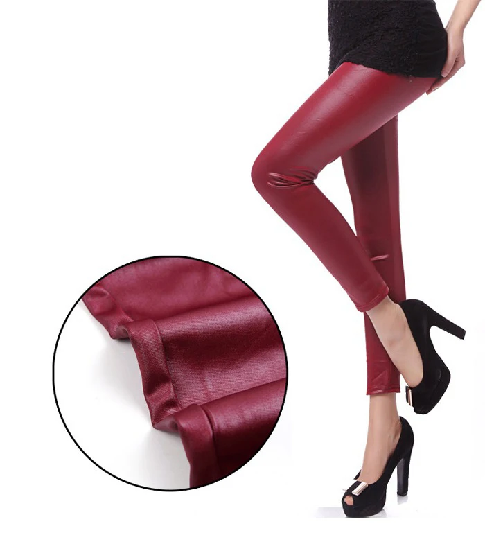 Женщины сексуальный приталенный искусственная кожа леггинсы сплошной дамы
