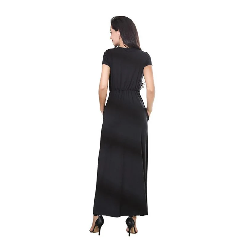 Женское длинное платье с карманами Повседневное большого размера круглым