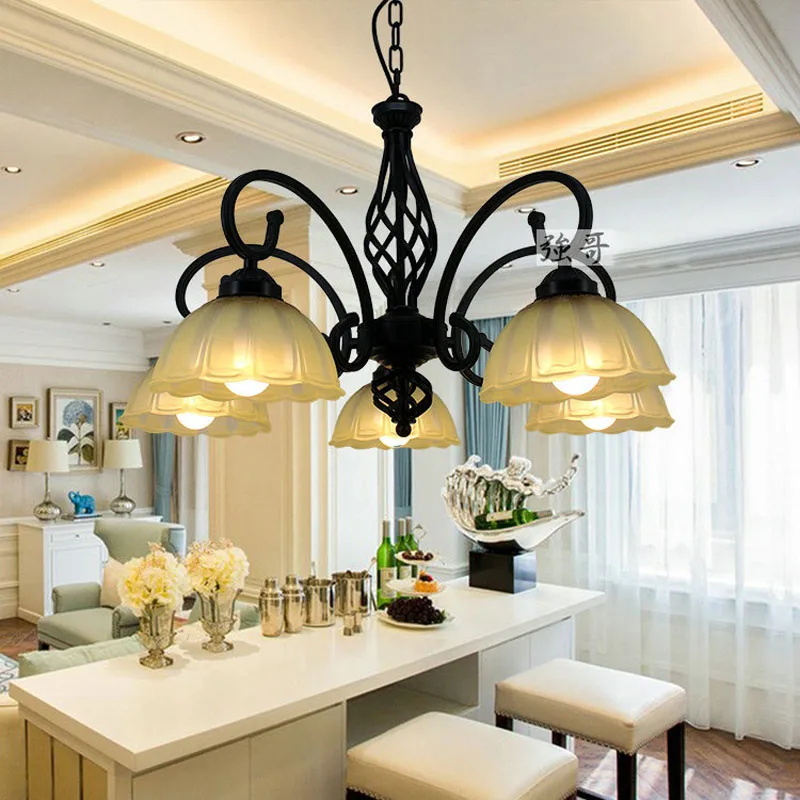 Винтажная стеклянная Подвесная лампа в деревенском стиле светильник на цепочке 7