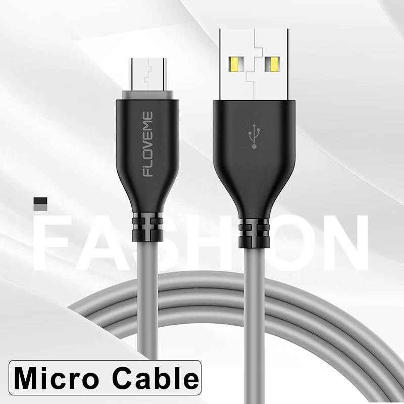 Micro Black Gray FLOVEME TPE USB mi cro кабель для samsung huawei Xiaomi mi Max 3 Nokia 8 кабель mi cro usb зарядный кабель для передачи данных телефонный кабель - Цвет: Micro Black Gray