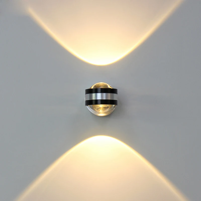 

2W 6W LED Wall lamp AC85-265V Crystal Ball Up and Down Wall Light Round Modern Home Luminaire Aluminum Lighting lamps for Indoor