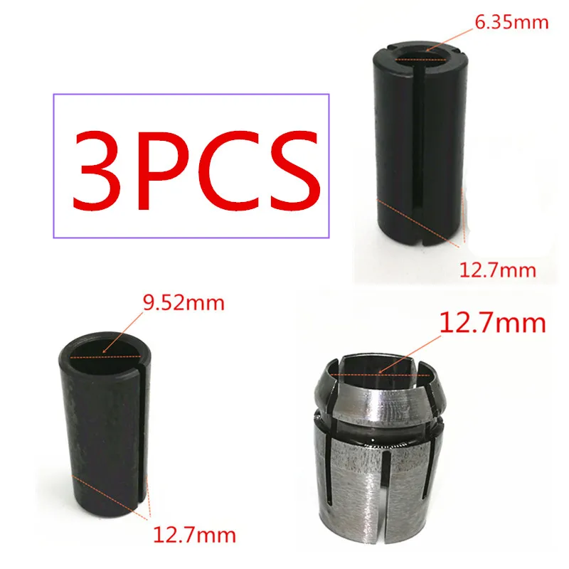 3PCS 1,2 ''1/4'' 3/8 ''6 мм 6,35 мм 8 мм 9,52 мм 12 мм 12,7 мм втулка конусная Зажимная гайка Замена для патрона маршрутизатора Makita RP2300 RP2301 RP2301 - Цвет: 3PCS