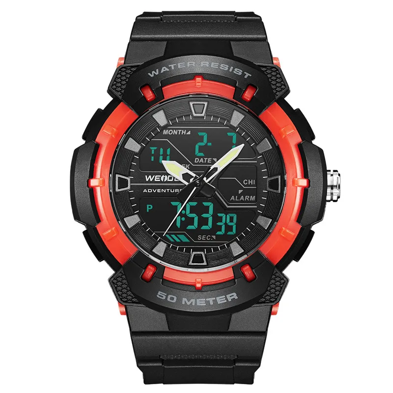 WEIDE военные мужские спортивные часы кварцевые часы мужские спортивные цифровые наручные часы армейские часы 50 метров Водонепроницаемость Eloj Hombre - Цвет: WA3J8008-1C