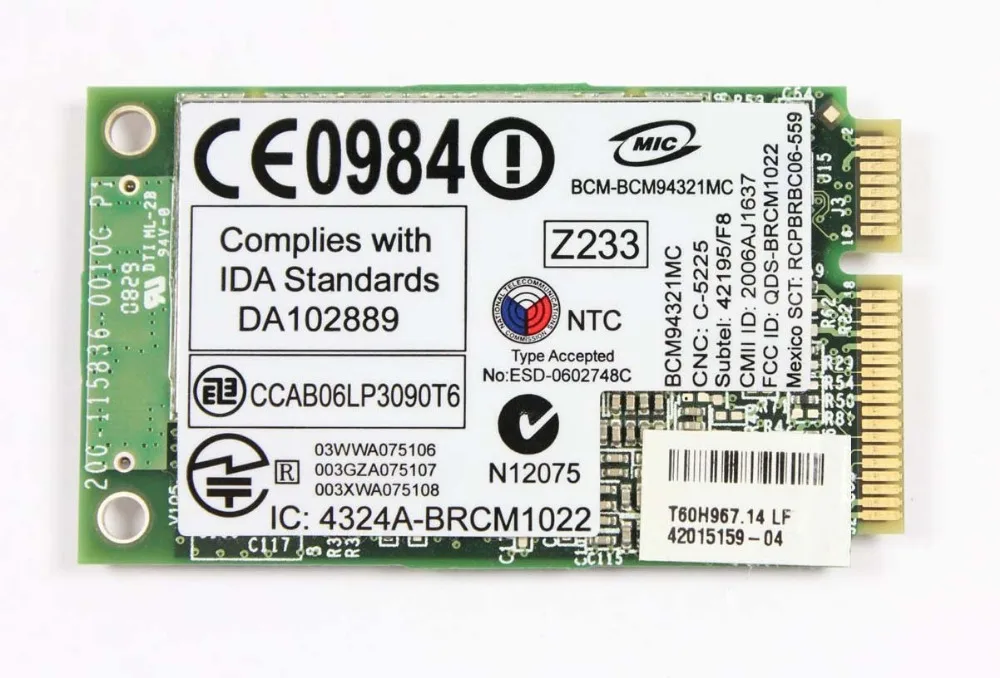 Сетевая карта SSEA для Broadcom BCM94321MC BCM4321 Mini PCI-E 300Mps Беспроводная Dell 1525 1526 1720 6400 E1505 D631 D630