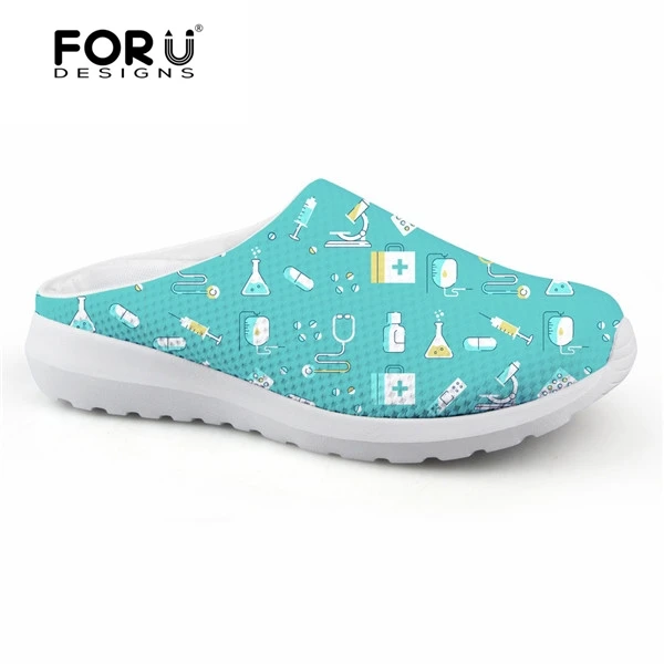 FORUDESIGNS/3D мультфильм узор с изображением сиделки плоские сандалии женские повседневные удобные туфли женские летние сандалии на плоской подошве Sandalias Mujer - Цвет: H9438CA