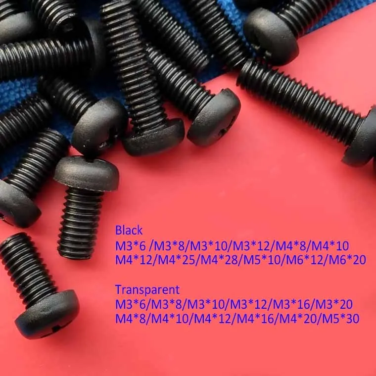 Pan black nylon screw Home M3 m4 m5 m6 Plastic Electronic anti corrosion isulation bolt fastener transparent PC | Обустройство дома