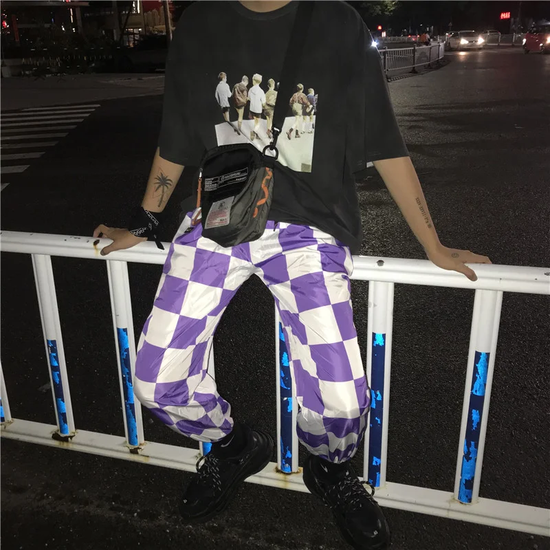 Хип-хоп гарем уличная одежда размера плюс штаны для бега в клетку Harajuku корейские женские мужские брюки в стиле панк карго шахматная доска рэп свободный низ