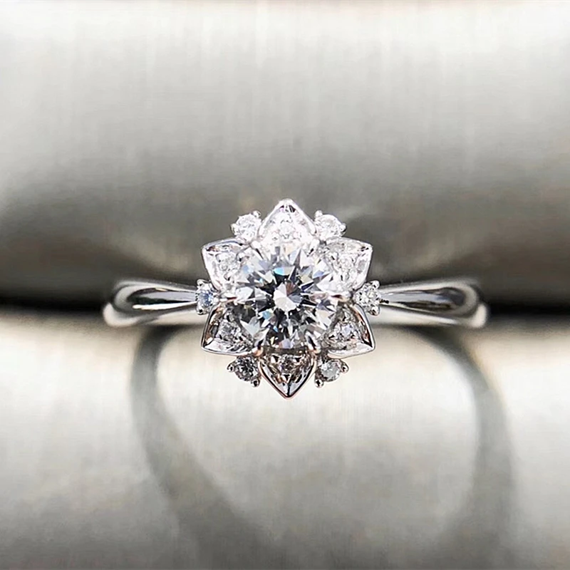 EDI GIA бриллиантовое обручальное кольцо Настоящее 14 к белое золото 0.3ct E/VS