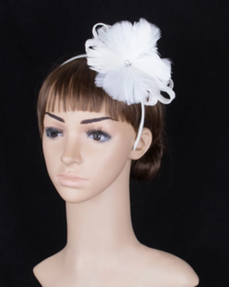 Свадебные Свадебная с перьями и повязкой цветком Заколки для волос девочек милые